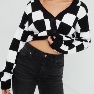Garage Black and White Checkered Cardigan XS
